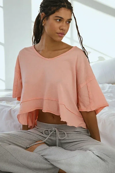 Out From Under Rebel Raw-edge Oversized Tee In Salmon, Women's At Urban Outfitters In Salmon