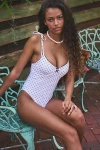 Out From Under Renee Printed Underwire One-piece Swimsuit In Polka Dot, Women's At Urban Outfitters