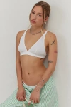 Out From Under Ribbed Base Layer Plunge Bra In White, Women's At Urban Outfitters