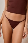 Out From Under Ribbed Base Layer Thong In Chocolate, Women's At Urban Outfitters