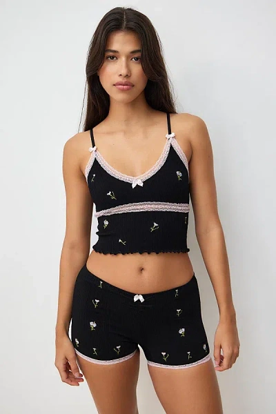 Out From Under Ribbed Short In Black, Women's At Urban Outfitters