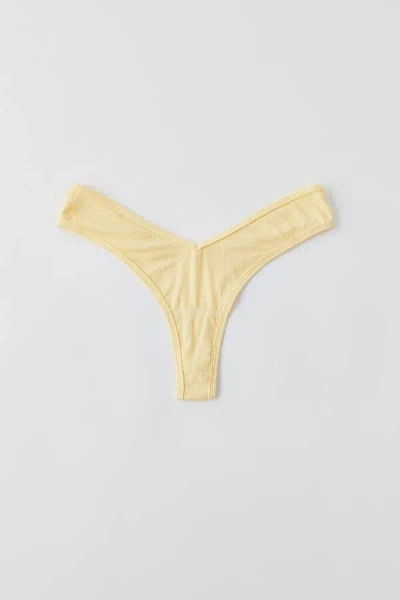 Out From Under Ribbed V Thong In Light Yellow, Women's At Urban Outfitters