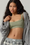 Out From Under Riptide Seamless Knit Scoop Neck Bralette In Olive, Women's At Urban Outfitters In Green