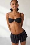 Out From Under Rita Tie-front Bow Lace Trim Balconette Bra In Black, Women's At Urban Outfitters