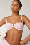 Out From Under Rita Tie-front Bow Lace Trim Balconette Bra In Lilac, Women's At Urban Outfitters In Purple
