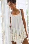 Out From Under River Ruffle Lace Trim Slip Dress In Ivory, Women's At Urban Outfitters