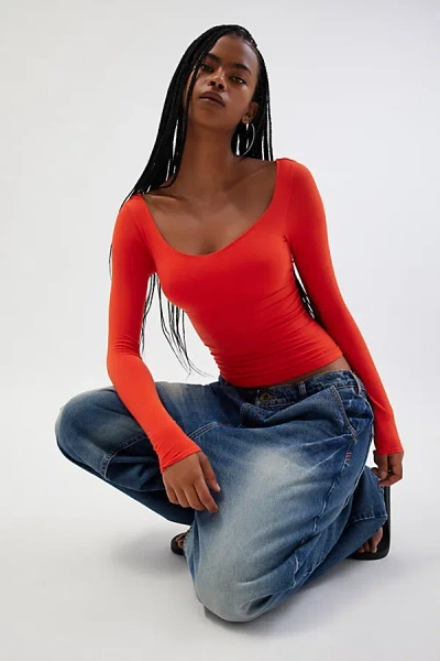 Out From Under Roux Seamless Long Sleeve Top In Red, Women's At Urban Outfitters