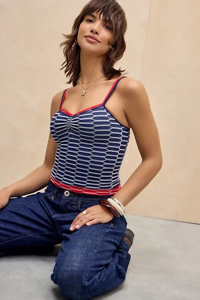 Out From Under Ruched Front Textured Cami In Navy, Women's At Urban Outfitters