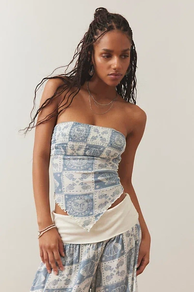 Out From Under Ruched Handkerchief Tube Top In Blue, Women's At Urban Outfitters