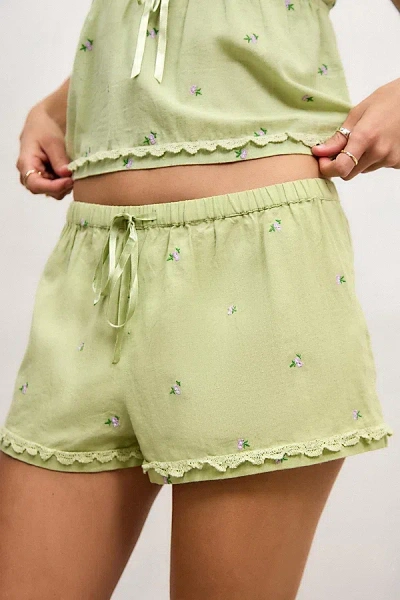 Out From Under Sage Floral Short In Light Green, Women's At Urban Outfitters