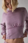 Out From Under Sculpt Fleece Cropped Pullover Top In Pink, Women's At Urban Outfitters