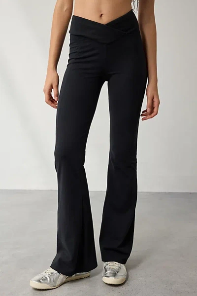 Out From Under Sculpt High Rise Crossover Flare Legging Pant In Black, Women's At Urban Outfitters