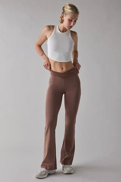 Out From Under Sculpt High Rise Crossover Flare Legging Pant In Brown, Women's At Urban Outfitters