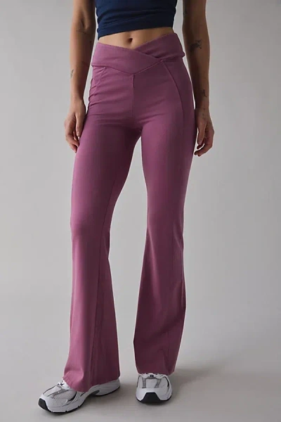 Out From Under Sculpt High Rise Crossover Flare Legging Pant In Maroon, Women's At Urban Outfitters In Burgundy
