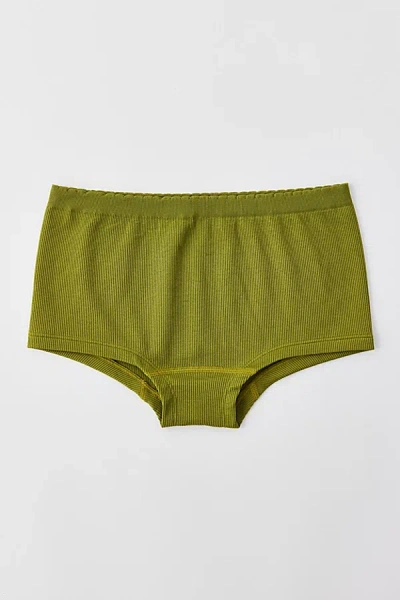 Out From Under Ribbed Seamless Boyshort Undie In Olive, Women's At Urban Outfitters