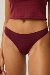 Out From Under Seamless Ribbed Thong In Maroon, Women's At Urban Outfitters In Burgundy