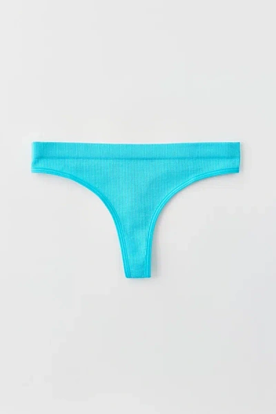 Out From Under Seamless Ribbed Thong In Turquoise, Women's At Urban Outfitters