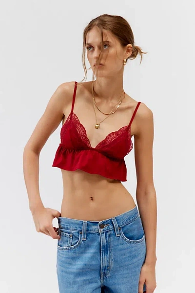 Out From Under Seaside Babydoll Bralette Top In Dark Red, Women's At Urban Outfitters