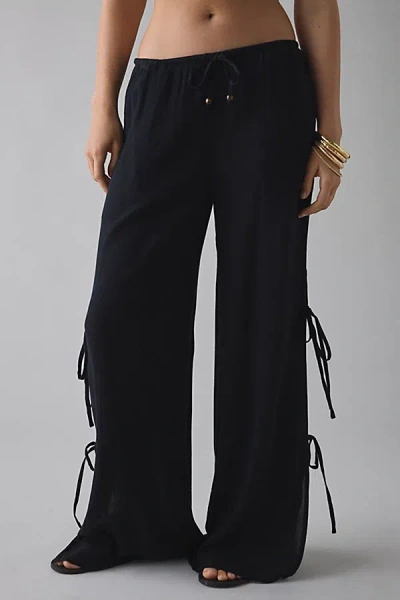 Out From Under Seaside Side-tie Wide-leg Pant In Black, Women's At Urban Outfitters