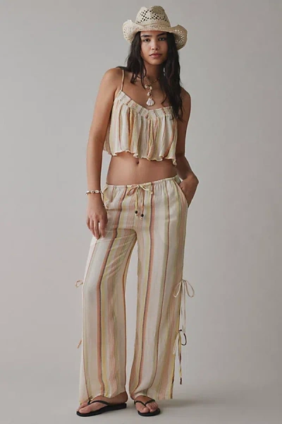 Out From Under Seaside Side-tie Wide-leg Pant In Cream Stripe, Women's At Urban Outfitters