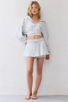Out From Under Selene Cropped Zip-up Hoodie Sweatshirt In Grey, Women's At Urban Outfitters In Gray