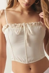 Out From Under Sheena Ruffle Lace-up Corset In Neutral, Women's At Urban Outfitters