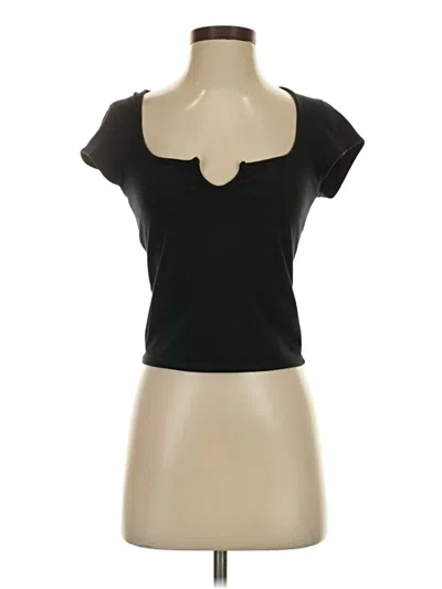 Pre-owned Out From Under Short Sleeve Top Black Keyhole Neckline Tops