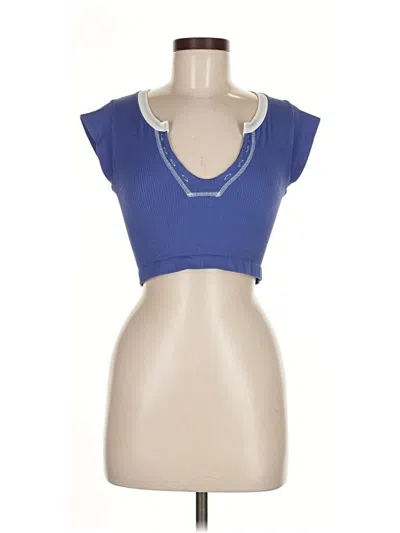 Pre-owned Out From Under Short Sleeve Top Blue Sweetheart Neckline Tops