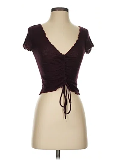 Pre-owned Out From Under Short Sleeve Top Burgundy Sweetheart Neckline Tops