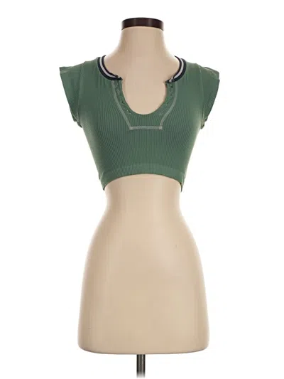 Pre-owned Out From Under Short Sleeve Top Green Sweetheart Neckline Tops