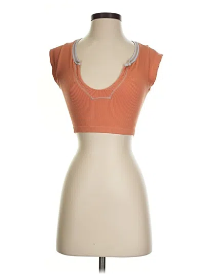 Pre-owned Out From Under Short Sleeve Top Orange Open Neckline Tops