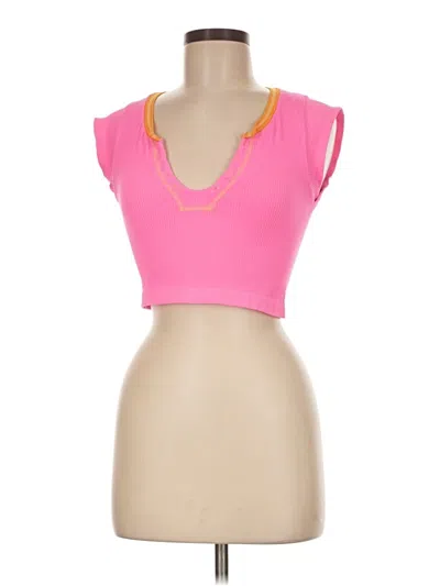 Pre-owned Out From Under Short Sleeve Top Pink Sweetheart Neckline Tops