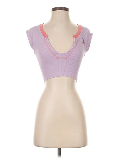 Pre-owned Out From Under Short Sleeve Top Purple Sweetheart Neckline Tops
