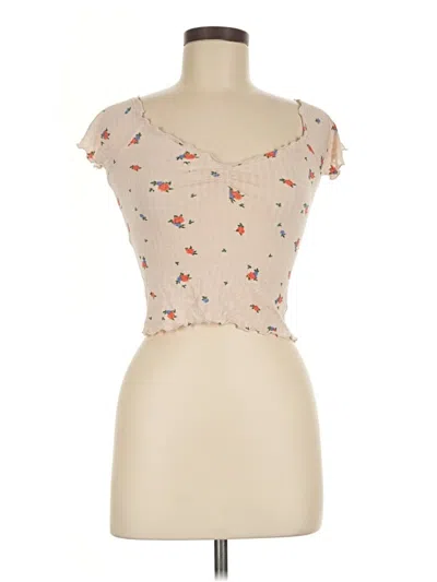 Pre-owned Out From Under Short Sleeve Top Tan Sweetheart Neckline Tops