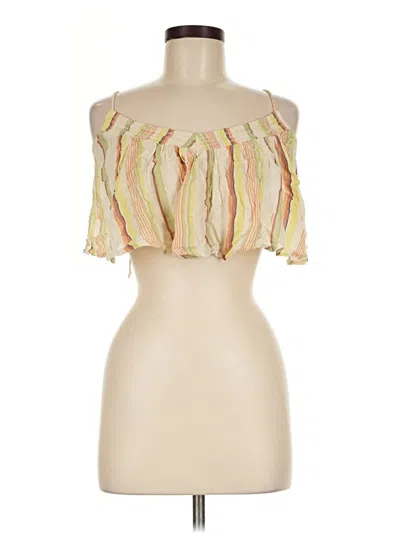 Pre-owned Out From Under Short Sleeve Top Yellow Strapless Neckline Tops