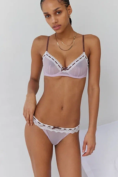 Out From Under Sia Mesh Thong In Lilac, Women's At Urban Outfitters In Lilac