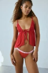 Out From Under Sia Mesh Thong In Red/pink, Women's At Urban Outfitters