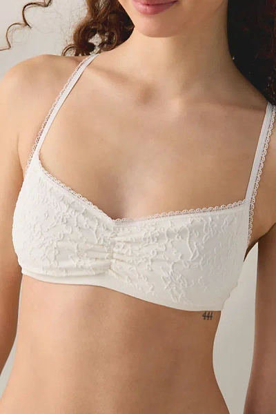 Out From Under Simona Floral Jacquard Seamless Knit Bralette In White, Women's At Urban Outfitters