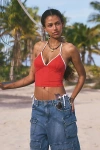 OUT FROM UNDER SIMONE TRIANGLE TANKINI TOP IN RED ALERT, WOMEN'S AT URBAN OUTFITTERS