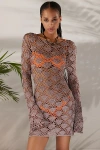 OUT FROM UNDER SIREN SONG CROCHET MINI DRESS COVER-UP IN NEUTRAL AT URBAN OUTFITTERS