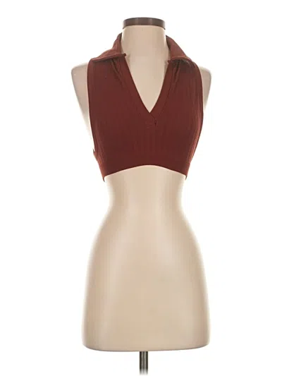 Pre-owned Out From Under Sleeveless Top Brown Halter Neckline Tops