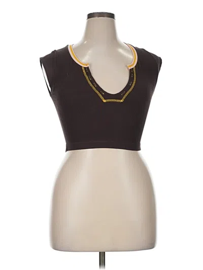 Pre-owned Out From Under Sleeveless Top Brown Open Neckline Tops