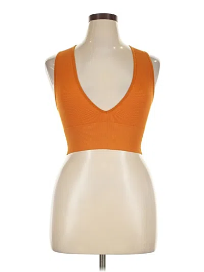 Pre-owned Out From Under Sleeveless Top Orange Halter Neckline Tops