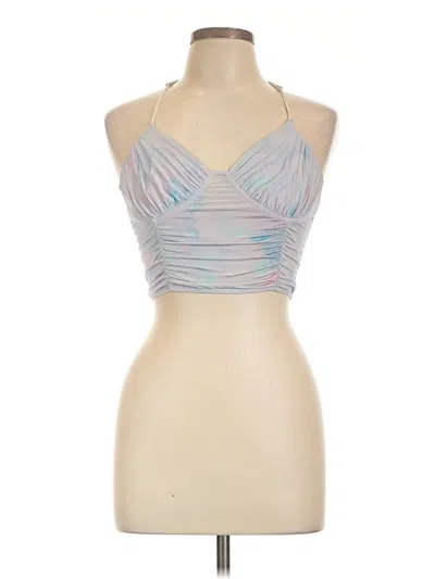 Pre-owned Out From Under Sleeveless Top Silver Halter Neckline Tops