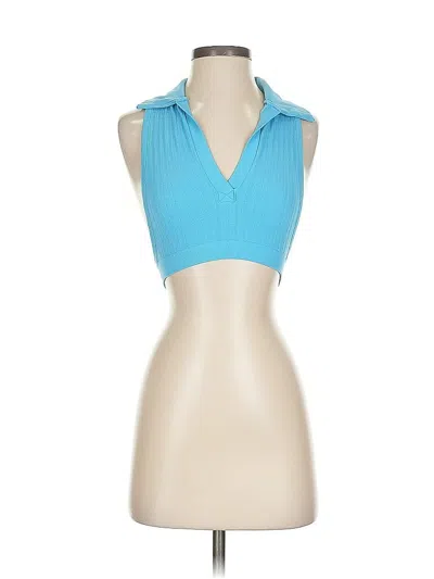 Pre-owned Out From Under Sleeveless Top Teal Halter Neckline Tops In Blue