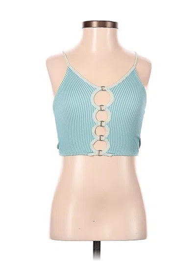 Pre-owned Out From Under Sleeveless Top Teal Halter Neckline Tops In Blue