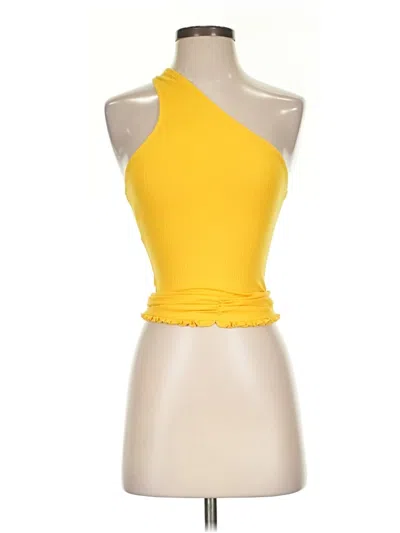 Pre-owned Out From Under Sleeveless Top Yellow Halter Neckline Tops