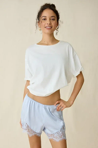 Out From Under Slip Away Lace Trim Satin Short In Light Blue, Women's At Urban Outfitters