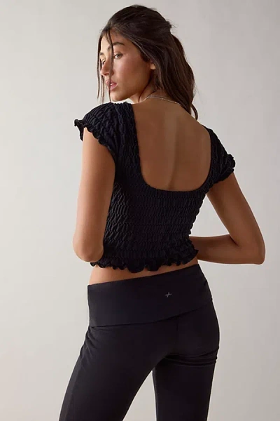 Out From Under Smocked Low-back Baby Tee In Black, Women's At Urban Outfitters
