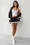 Out From Under Snow Days Fleece Trim Sweat Short In Black, Women's At Urban Outfitters